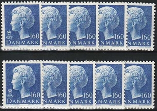 FRIMÆRKER DANMARK | 1979 - AFA 679 - Dronning Margrethe - 160 øre blå x 10 stk. - Postfrisk